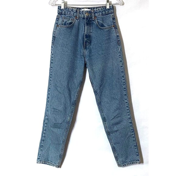 Zara Denim - Zara Jeans Womens Size 0 Blue Medium Wash Mom Fit High Rise Tapered Read